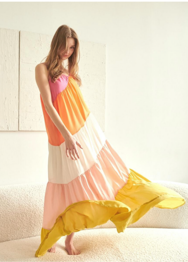 Whimsy & Wonder Color Block Maxi Dress