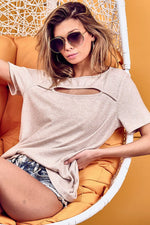 Kick Back Beige Cut Out Top