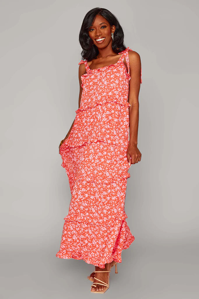 Libby Tie-Shoulder Maxi Dress - Mai Tai