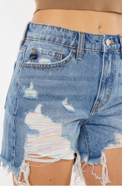 KanCan Rainbow Thread Denim Shorts