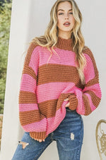 Stripes & Lattes Sweater