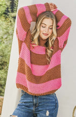 Stripes & Lattes Sweater