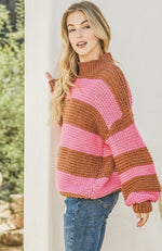 Stripes & Lattes Sweater